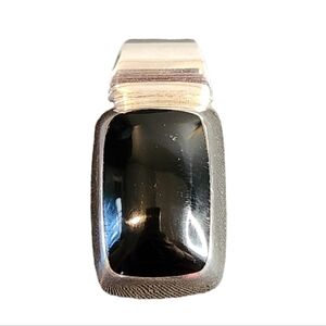 Heavy Sterling‎ Silver pendent with black stone